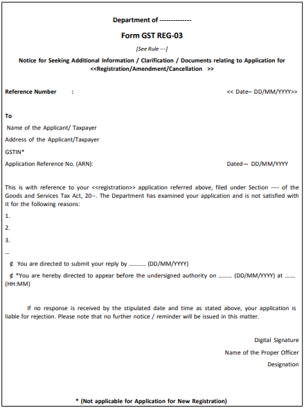 Form GST REG-03